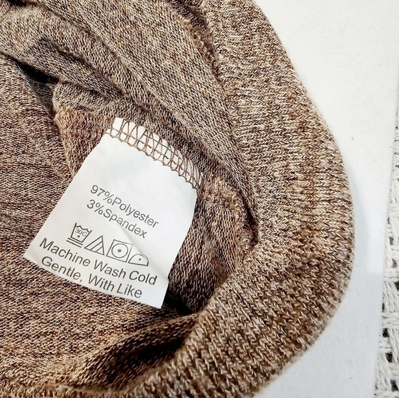 Neutral Marled Long Sleeve Drop Shoulder Button Down Midi Cardigan Small - Picture 8 of 10